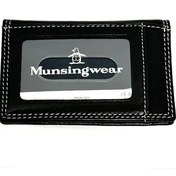 Munsingwear 먼싱웨어 정기권 케이스 두겹 블랙 가죽 미사용
