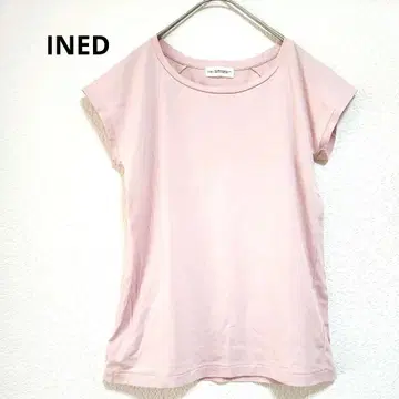 INED 컷소 티셔츠 프렌치 소매 옅은 핑크 코튼 큐프라 M