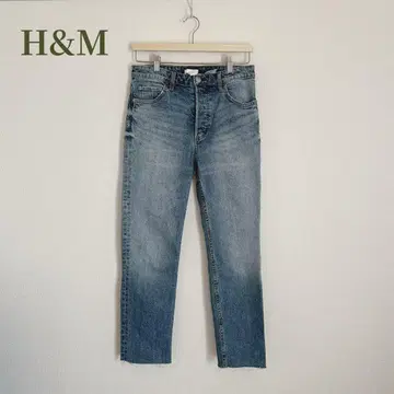 H&M 데님 청바지 컷오프 로크로치 버튼 플라이