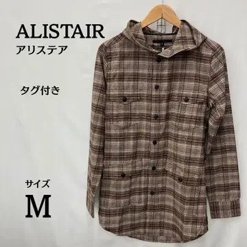 새상품 앨리스테어 ALISTAIR 체크 플란넬 셔츠 M 택 브라운