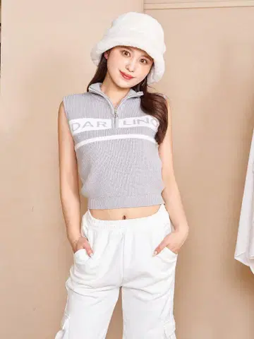 darich 하프 지퍼 자카드 니트 탑