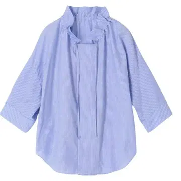 24SS MACPHEE 코튼 브로드 개더 블라우스 스트라이프 셔츠