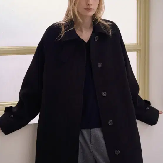 コート FACADE PATTERN Cashmere Balmacan coat_charcoal Designer fashion, Seoul-fully created | W Concept