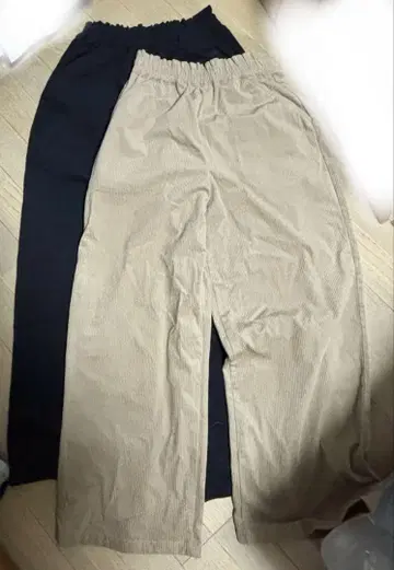 캐주얼 팬츠 베이지와 블랙 2장 세트