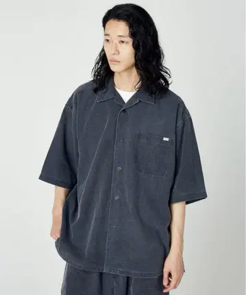 NAUTICA 와이드 실루엣 페이드 가공 오픈 카라 셔츠