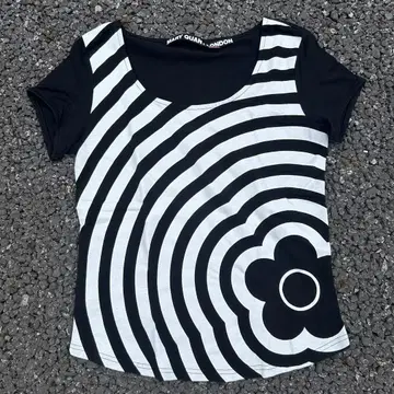 Mary Quant 스트라이프 플라워 반팔 티셔츠