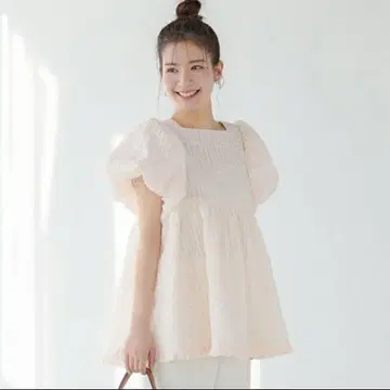Fitmore 핏모어 스퀘어 넥 체크 상의 핑크