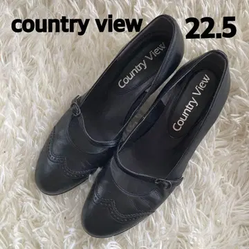 Country View 블랙 천연 가죽 펌프스 22.5cm