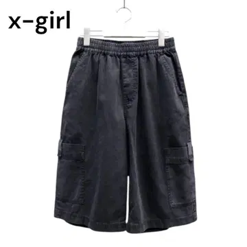 X-girl 페이드 블랙 페이스 이지 하프 팬츠 카고 팬츠
