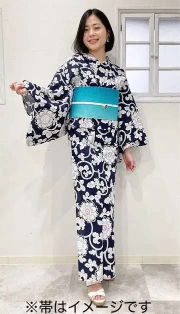 유카타와 오비 세트 네이비 그린