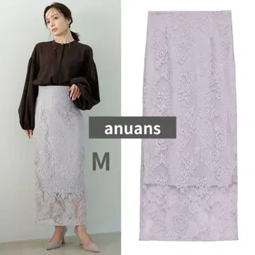 anuans 아누앙스 부케 레이스 타이트 스커트 라벤더 연보라 M
