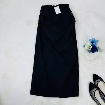 anuke Tuck Long Skirt 38 블랙 나일론 롱 스커트