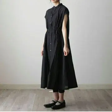 폰데샤론 라미 코튼 프렌치 원피스 블랙 린넨