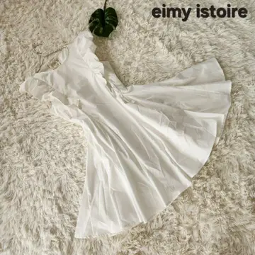 eimy istoire 벌룬 프릴 플레어 원피스 슬리브리스 화이트