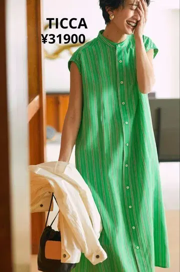 TICCA 노카라 스퀘어 빅 셔츠 프렌치 원피스 31900엔