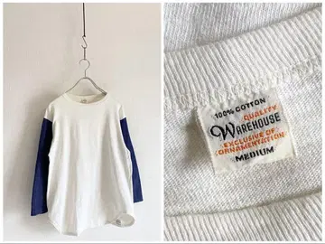 WAREHOUSE Lot 4800 7부 소매 베이스볼 티셔츠 M 무지