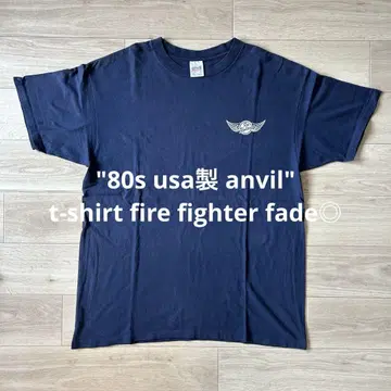 80s USA제 anvil t-shirt fire fighter fade