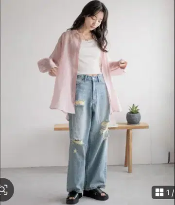 로리즈팜 시어 셔츠 핑크
