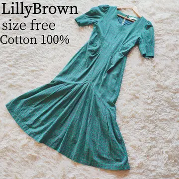 LillyBrown 릴리 브라운 레트로 체크 원피스 그린 프리