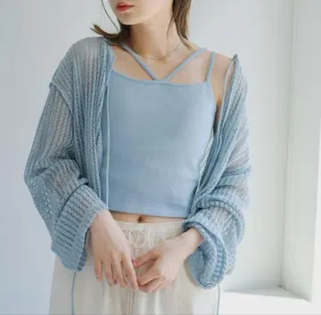 kastane 컷 레이스 가디건 스카이블루