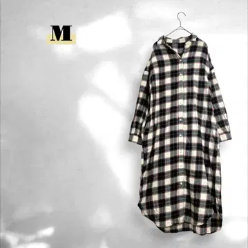 셔츠 원피스 체크 무늬 심플 캐주얼 빅 루즈 오버 사이즈 M