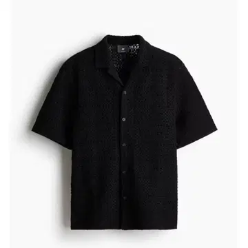 H&M 레귤러 핏 크로셰 밤 리조트 셔츠 반팔 블랙 M