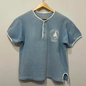 60s 빈티지 헨리 반팔 맨투맨 고양이 눈 프린트 CAMP