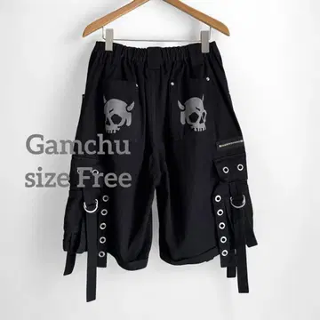 1209 Gamchu 감추 뒷면 귀면 투샷 하프 팬츠 블랙