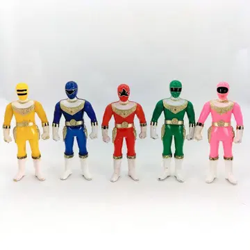 당시의 물건 초력전대 오렌저 소프트 비닐 피규어 일본제 5종