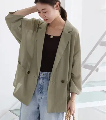 <3> 시어 테일러드 자켓 카키 저널 스탠다드