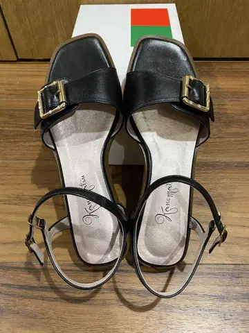 카네마츠 블랙 로우 힐 샌들 24.5cm