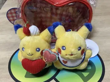 PIKACHU DINER 햄버거 하트 마스코트 봉제 인형 파우치