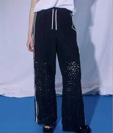 MAISON SPECIAL 사이드 라인 레이스 와이드 팬츠