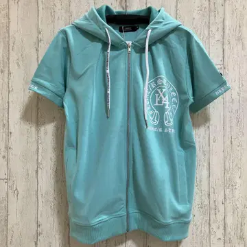 LUXE/R 로고 프린트 반팔 후드티