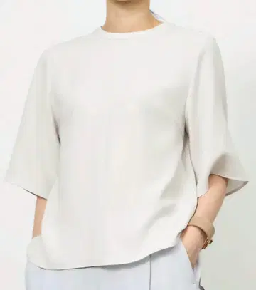 소주 라이트 크로스 크루넥 블라우스 M 라이트 그레이