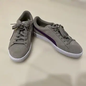 Puma 스웨이드 캐주얼 스니커즈 그레이/퍼플