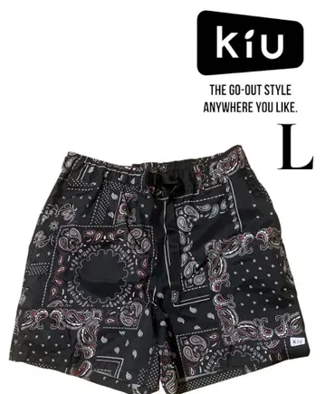 kiu 반다나 패턴 블랙 숏 팬츠 L