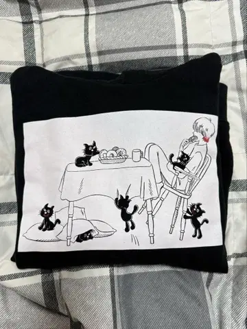 키요 키요 고양이 후드티 M 사이즈 블랙
