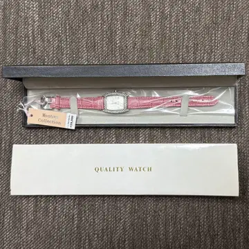 Montres Collection 핑크 손목시계 크로커다일 스타일 가죽