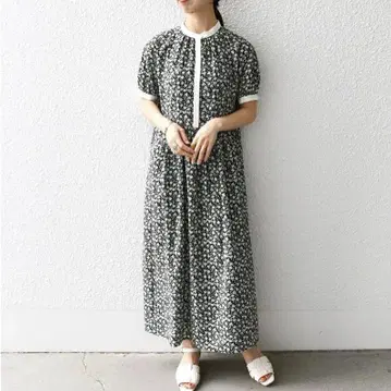 SHIPS any 모노톤 플라워 콤비 원피스