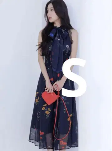SNIDEL 백 리본 쉬폰 원피스