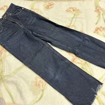 로리즈팜 다크 블루 스트레이트 데님 프린지 밑단 M