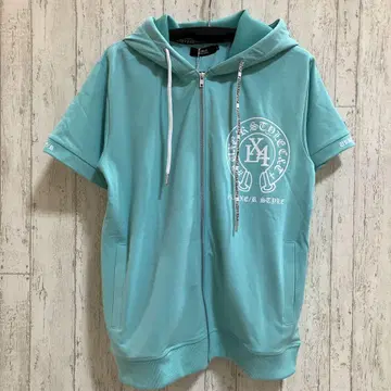 LUXE/R 로고 프린트 반팔 후드티