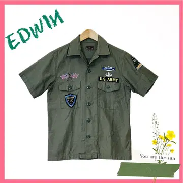 EDWIN U.S. ARMY 반팔 셔츠 올리브 그린