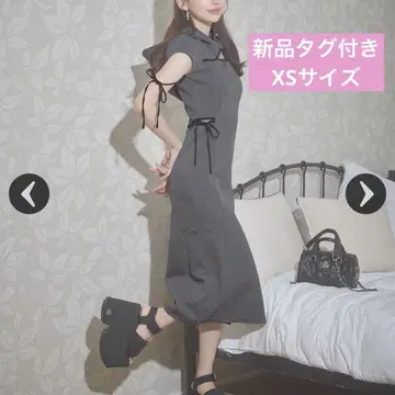 미셸 마카롱 사이드 드로스트 원피스 그레이 XS