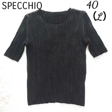 SPECCHIO 스페치오 셔틀 플리츠 반팔 상의 티셔츠 T 블랙