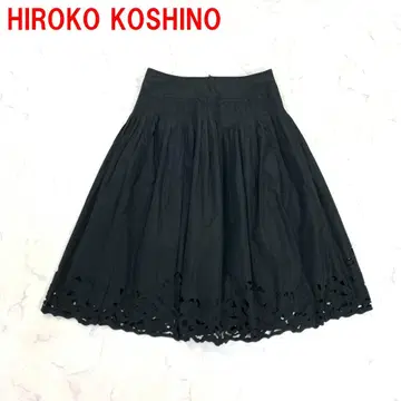 A6492 히로코코시노 롱 스커트 플레어 안감 있음 레이스 블랙 38