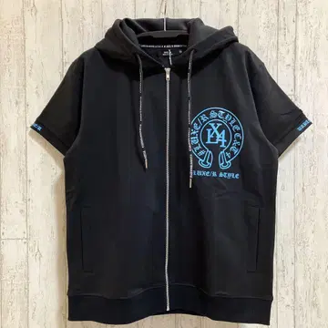 LUXE/R 로고 프린트 반팔 후드티