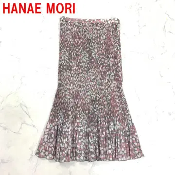 A6498 하나에모리 롱 스커트 면 플리츠 핑크 그레이 M