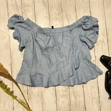 BCBGMAXAZRIA 프릴 블라우스 XXS 크롭 오프숄더